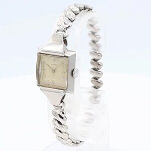 Vintage Movado Cocktail Square Ladies Mechanical Wristwatch Swiss Steel